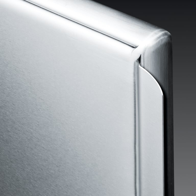 ASI - Stainless Steel - Integrated Partitions - Close Up.jpg Image of Cubicle CeilingHung GlobalPartitions StainlessSteel IntegratedPrivacy Alcove