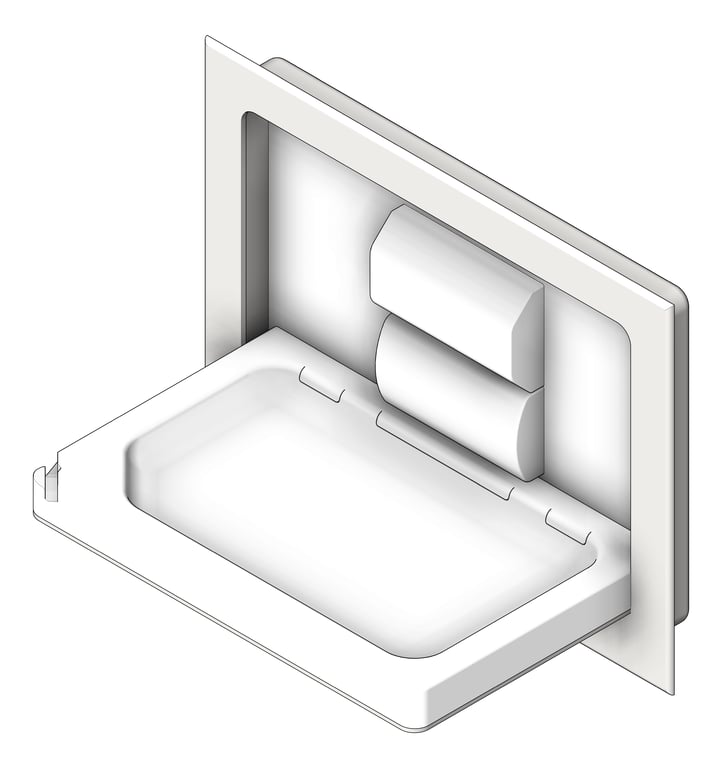 3D Shaded Image of BabyChangeStation Recessed ASIJDMacDonald Parallel StainlessSteelClad