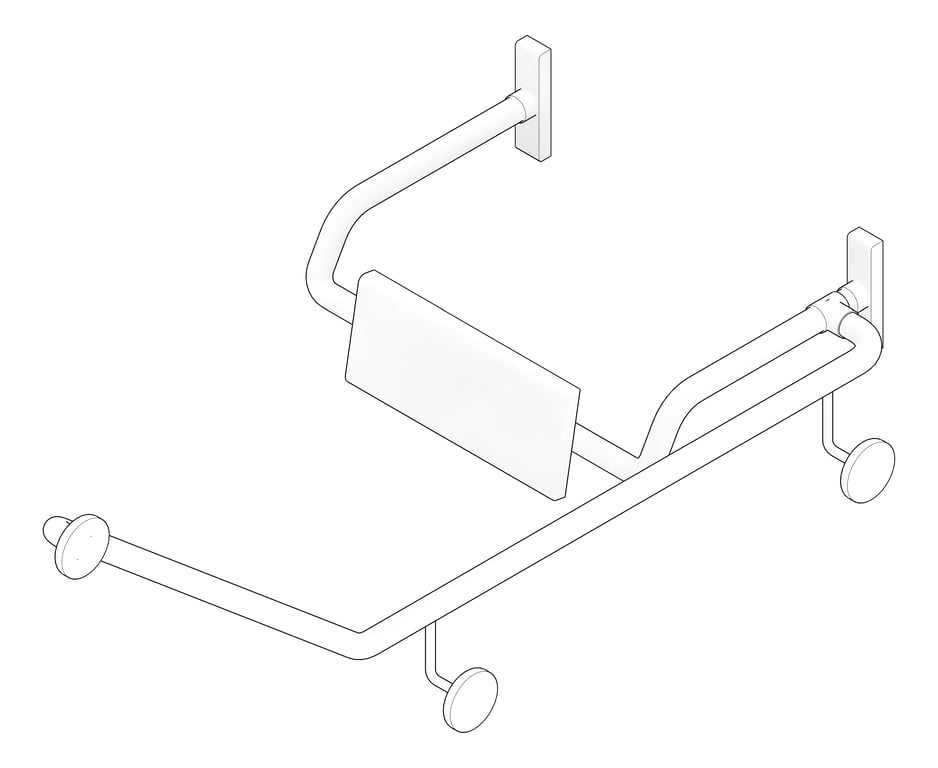 3D Documentation Image of BackRest SurfaceMount ASIJDMacDonald 40degGrabRail LH