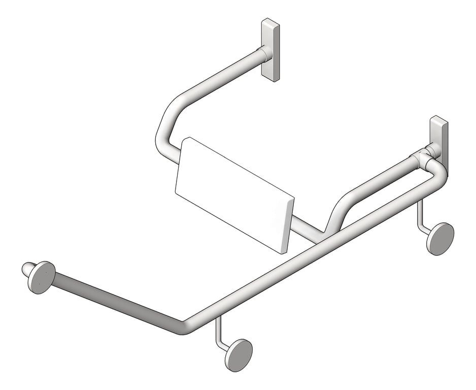 3D Shaded Image of BackRest SurfaceMount ASIJDMacDonald 40degGrabRail LH