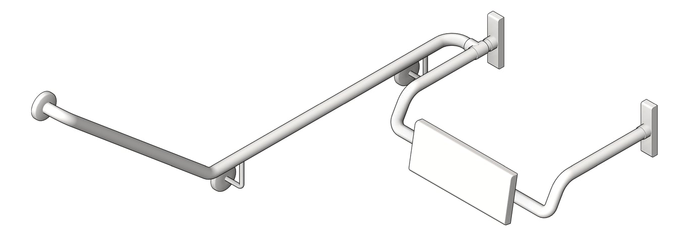 3D Shaded Image of BackRest SurfaceMount ASIJDMacDonald 40degGrabRail RH