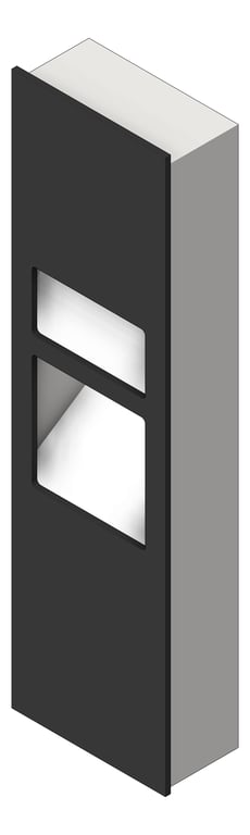 3D Shaded Image of CombinationUnit Recessed ASIJDMacDonald Piatto HandDryer PaperDispenser WasteBin 26L