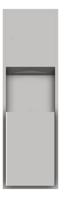 Front Image of CombinationUnit Recessed ASIJDMacDonald Traditional PaperDispenser WasteBin 46L