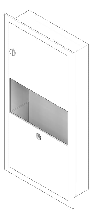 3D Documentation Image of CombinationUnit Recessed ASIJDMacDonald Traditional PaperDispenser WasteBin 7.6L