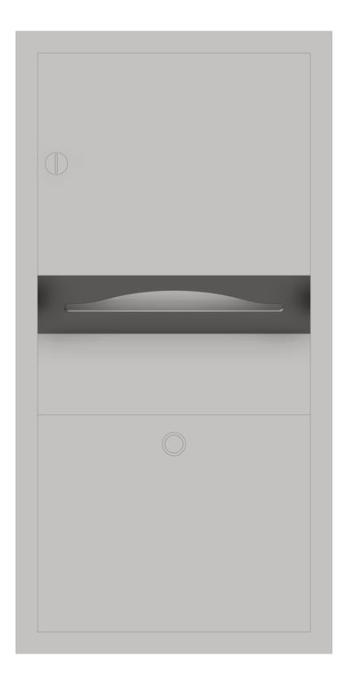 Front Image of CombinationUnit Recessed ASIJDMacDonald Traditional PaperDispenser WasteBin 7.6L