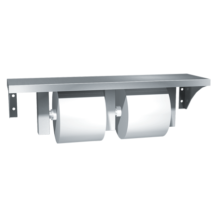 10-0697-GAL_ASIJDMacDonald_Toilet_Roll_Holder_Shelf_Double_Web.png Image of ToiletRollHolder SurfaceMount ASIJDMacDonald Double Shelf