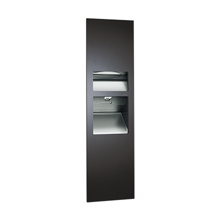 64672-2-41_ASIJDMacDonald_Turbo_3in1_Hand_Dryer_Piatto_Matte_Black.png Image of CombinationUnit Recessed ASIJDMacDonald Piatto HandDryer PaperDispenser WasteBin 26L