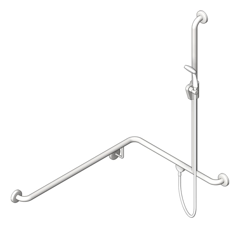 3D Shaded Image of ShowerRail TShape ASIJDMacDonald Corner LH ShowerKit