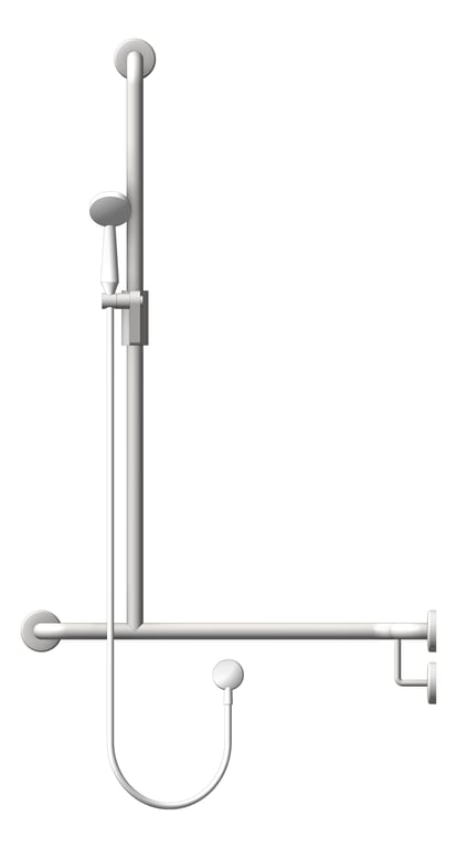 Front Image of ShowerRail TShape ASIJDMacDonald Corner RH ShowerKit