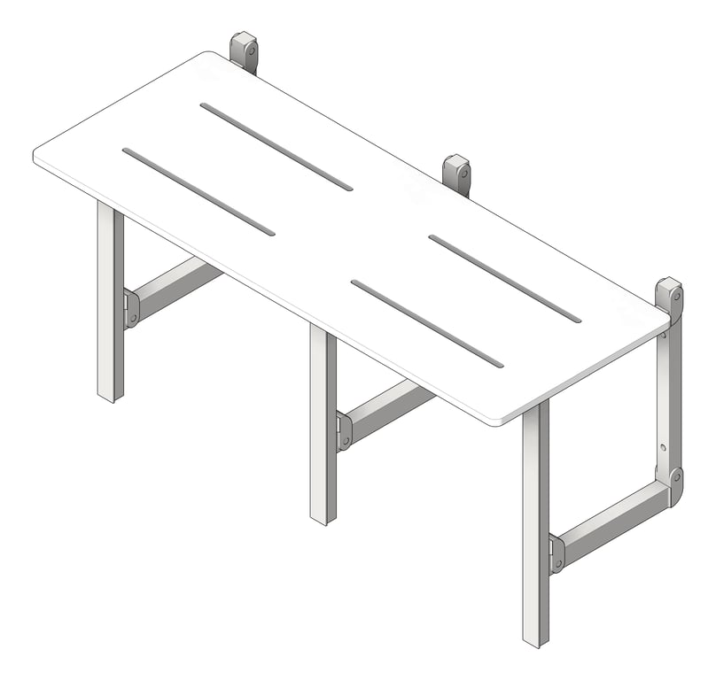 3D Shaded Image of ShowerSeat Folding ASIJDMacDonald Accessible Bariatric Acrylic