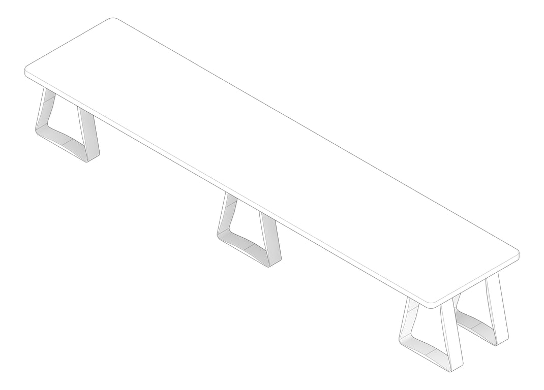 3D Documentation Image of Bench FloorMount ASI Hardwood