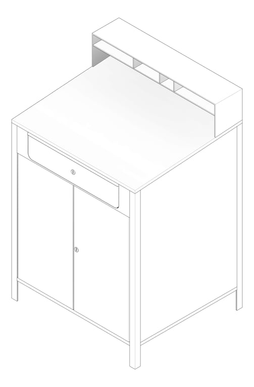 3D Documentation Image of Desk FloorMount ASI CabinetShop