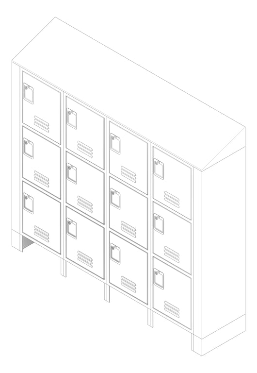 3D Documentation Image of LockerArray Metal ASI Traditional