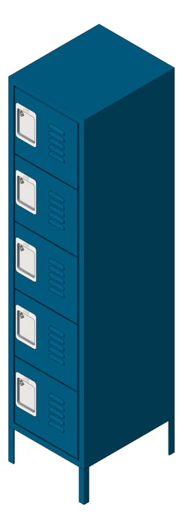 3D Shaded Image of Locker Metal ASI Traditional FiveTier