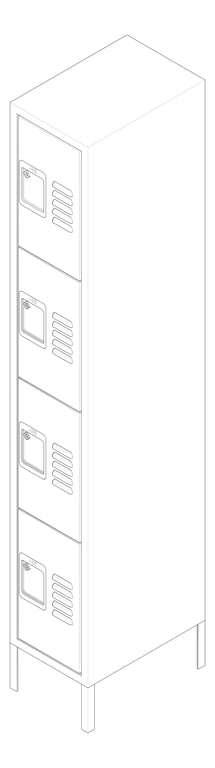 3D Documentation Image of Locker Metal ASI Traditional FourTier
