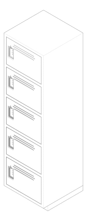 3D Documentation Image of Locker Plastic ASI TraditionalPlus FiveTier