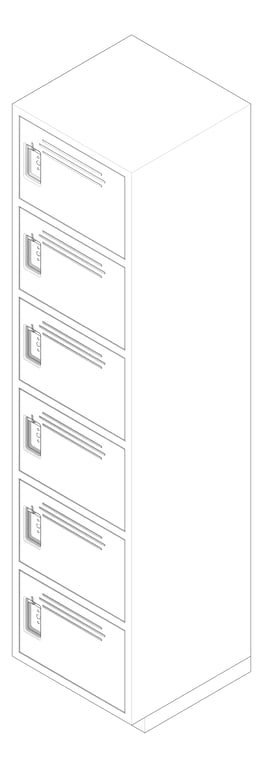 3D Documentation Image of Locker Plastic ASI TraditionalPlus SixTier