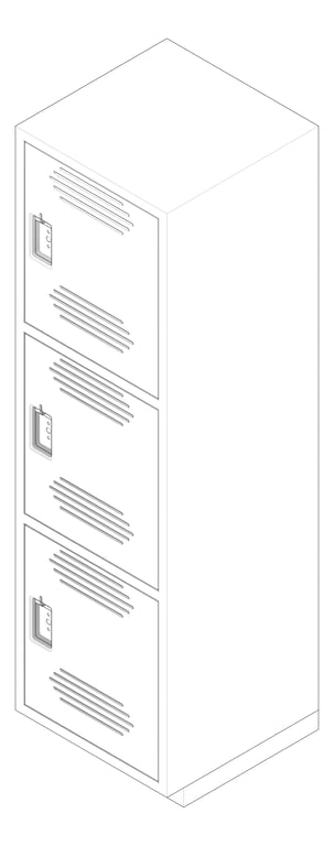 3D Documentation Image of Locker Plastic ASI Traditional TripleTier