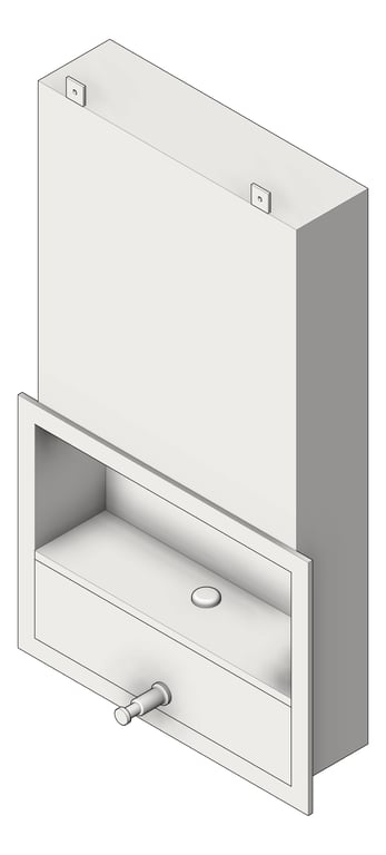 3D Shaded Image of Cabinet RecessedBehindMirror ASI Shelf SoapDispenser TowelDispenser