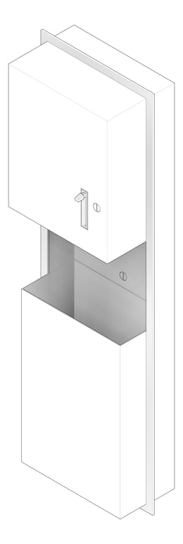 3D Documentation Image of CombinationUnit Recessed ASI Traditional RollPaperDispenser 12Gal