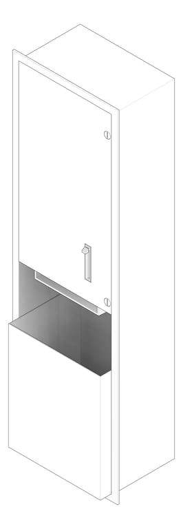 3D Documentation Image of CombinationUnit Recessed ASI Traditional RollPaperDispenser 13.3Gal