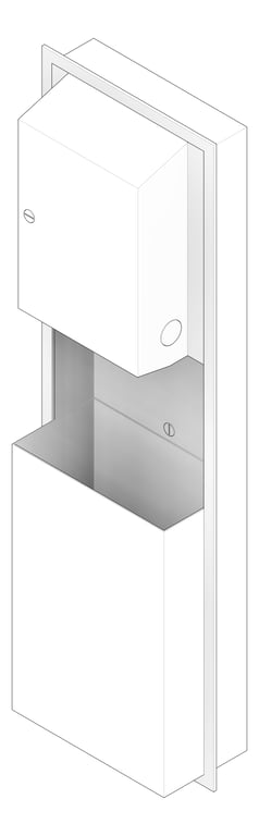 3D Documentation Image of CombinationUnit Recessed ASI Traditional RollPaperDispenser 13.5Gal