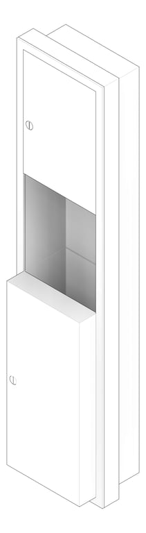 3D Documentation Image of CombinationUnit SemiRecessed ASI Traditional PaperDispenser 7Gal