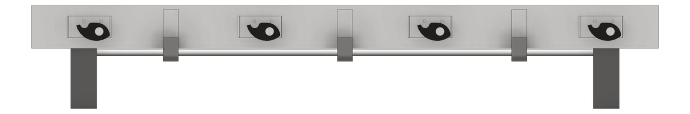 Front Image of Shelf SurfaceMount ASI UtilityHookStrip DryingRod