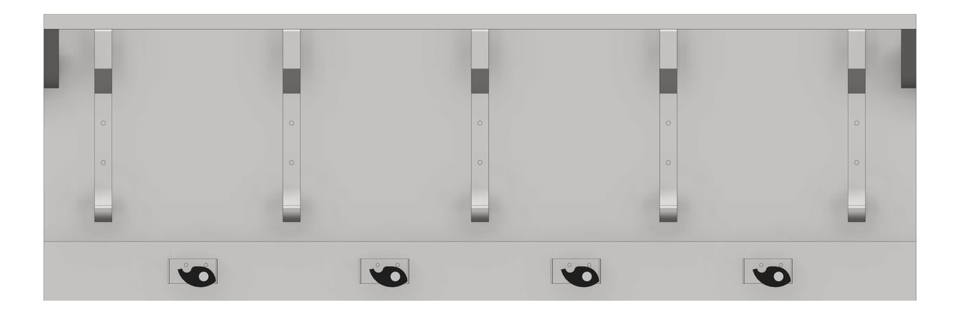 Front Image of Shelf SurfaceMount ASI UtilityHookStrip