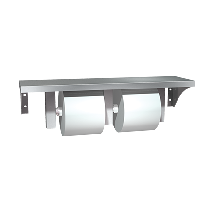 0697-GAL_ASI-StainlessSteelShelfAndDoubleToiletTissueHolder@2x.png Image of ToiletTissueDispenser SurfaceMount ASI Double Shelf