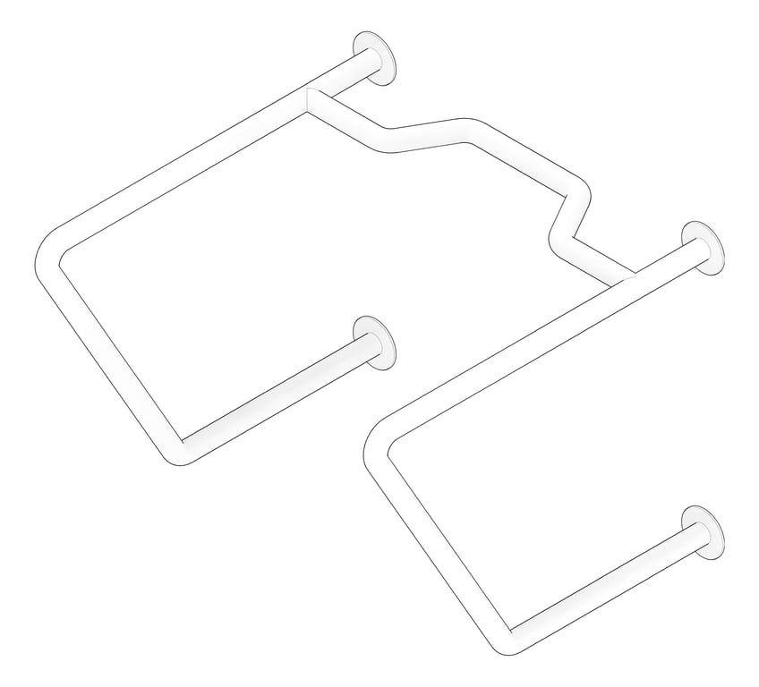 3D Documentation Image of GrabBar Straddle ASI ExposedFlange 1.25InchDia