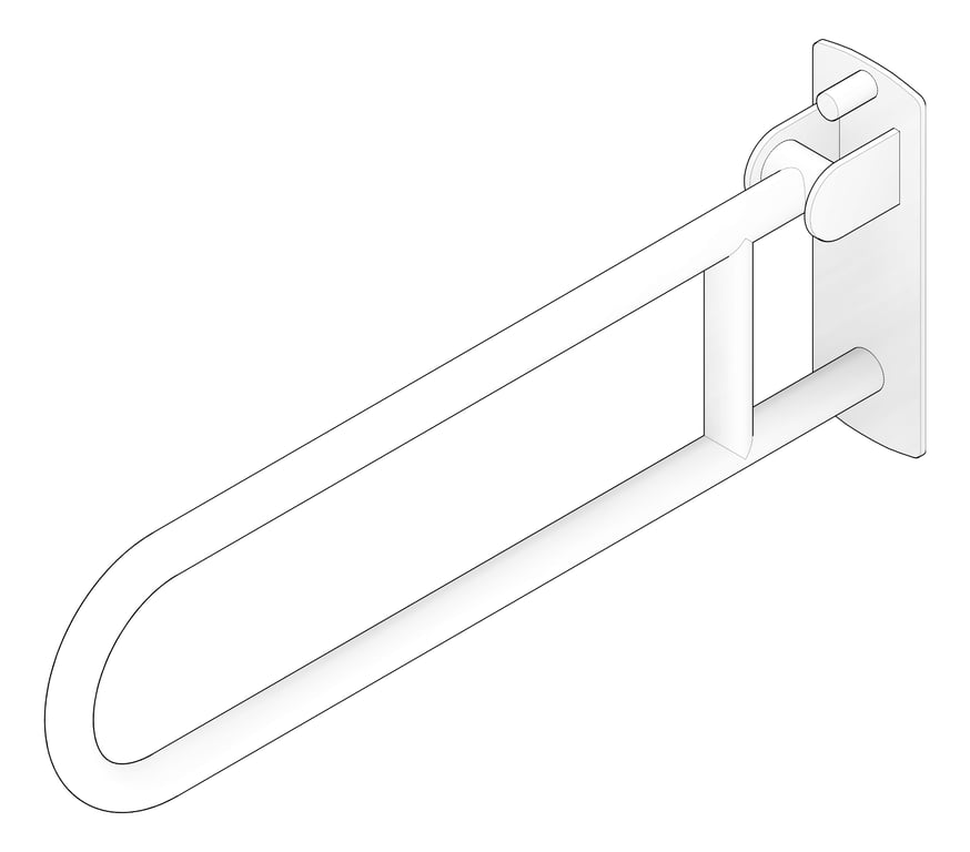 3D Documentation Image of GrabBar SwingUp ASI ExposedFlange 1.25InchDia 3PositionHinge