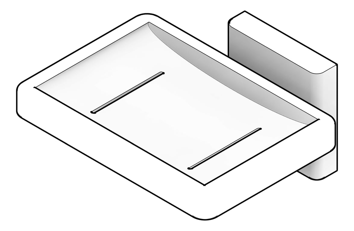 3D Documentation Image of SoapDish SurfaceMount ASI Square StainlessSteel