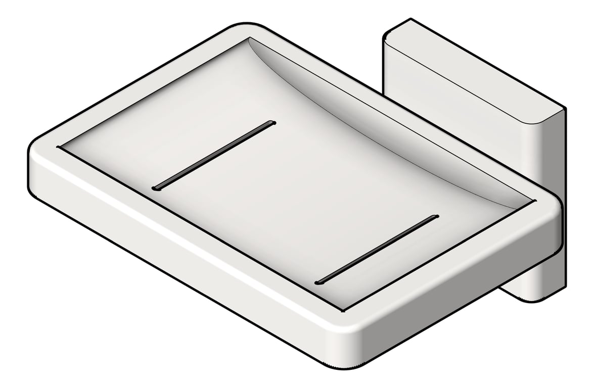 3D Shaded Image of SoapDish SurfaceMount ASI Square StainlessSteel