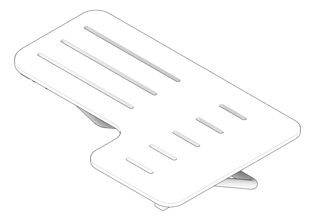 3D Documentation Image of ShowerSeat Folding ASI LShape LH Phenolic SoftClose