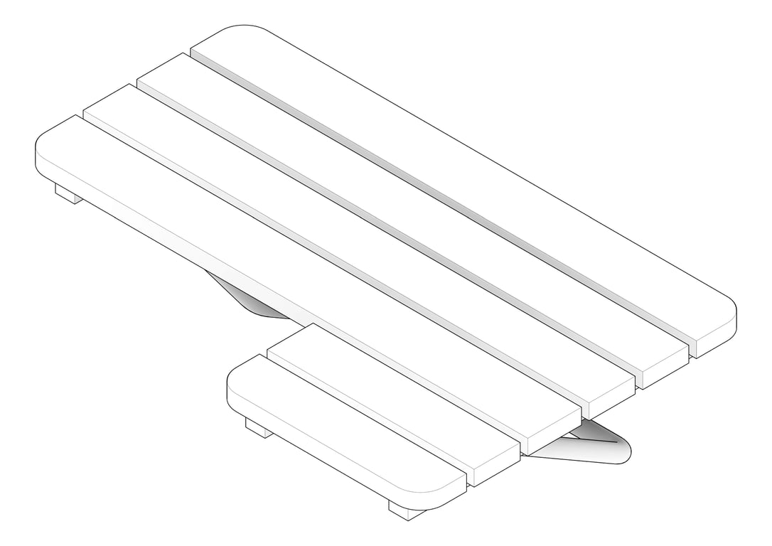 3D Documentation Image of ShowerSeat Folding ASI LShape StainlessSteel LH