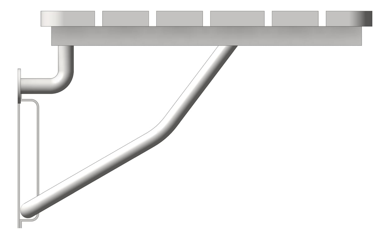 Left Image of ShowerSeat Folding ASI LShape StainlessSteel RH