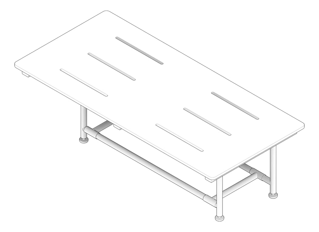 3D Documentation Image of ShowerSeat Folding ASI Rectangular Phenolic FourLeg