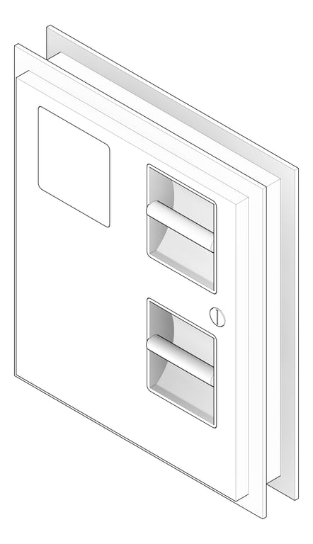 3D Documentation Image of ToiletTissueDispenser PartitionMount ASI DualAccess SanitaryDisposal