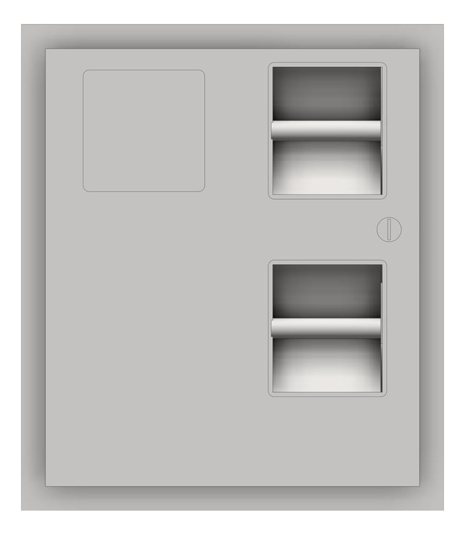 Front Image of ToiletTissueDispenser PartitionMount ASI DualAccess SanitaryDisposal