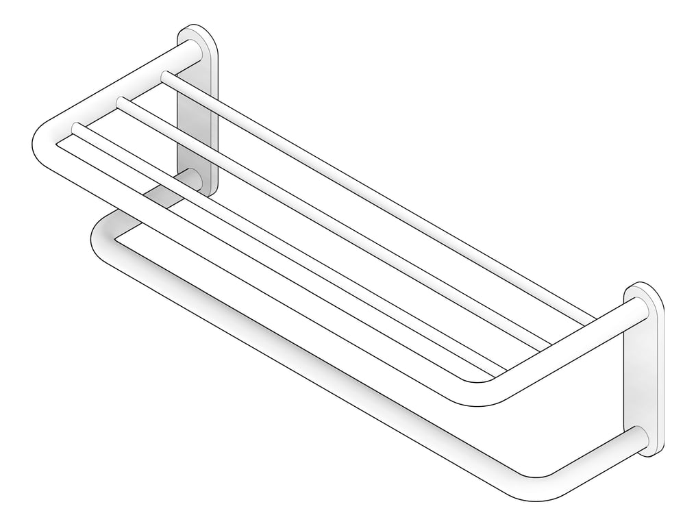 3D Documentation Image of TowelShelf SurfaceMount ASI DryingRod