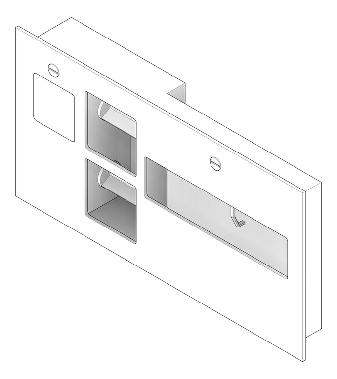 3D Documentation Image of ToiletTissueDispenser Recessed ASI DualAccess ToiletSeatCover WasteDisposal