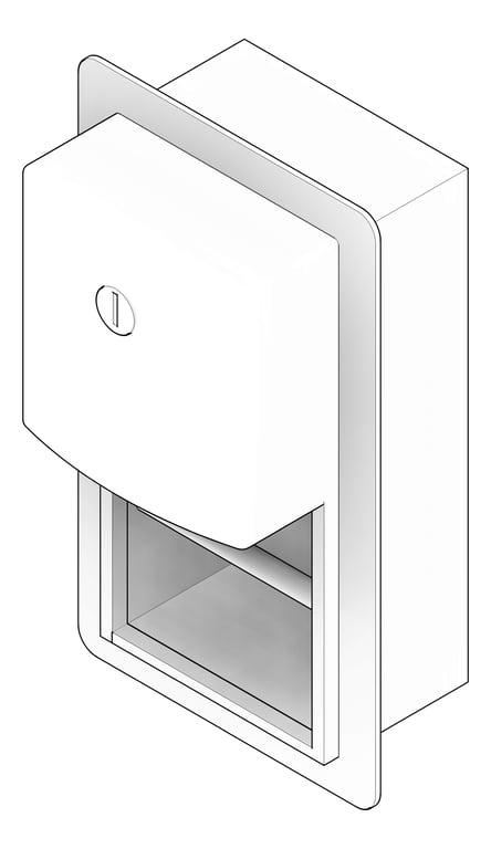 3D Documentation Image of ToiletTissueDispenser SemiRecessed ASI Roval Single HideARoll