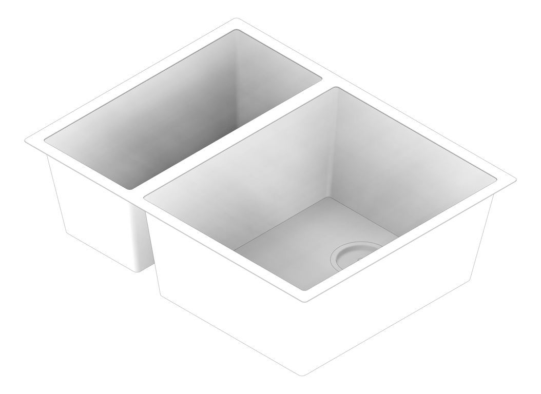 3D Documentation Image of Sink Kitchen Abey CUA DoubleBowl Undermount