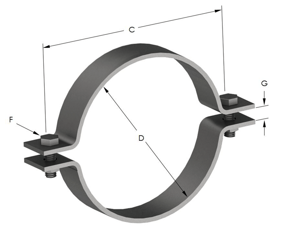 1AG110 Image of Pipe Hanger Rigid DICL Pipe Clamp Anchorage Medium Duty 2 Bolt AG110
