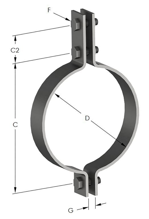 1AG190 Image of Pipe Hanger Rigid Pipe Clamp Anchorage High Temp 3 Bolt AG190