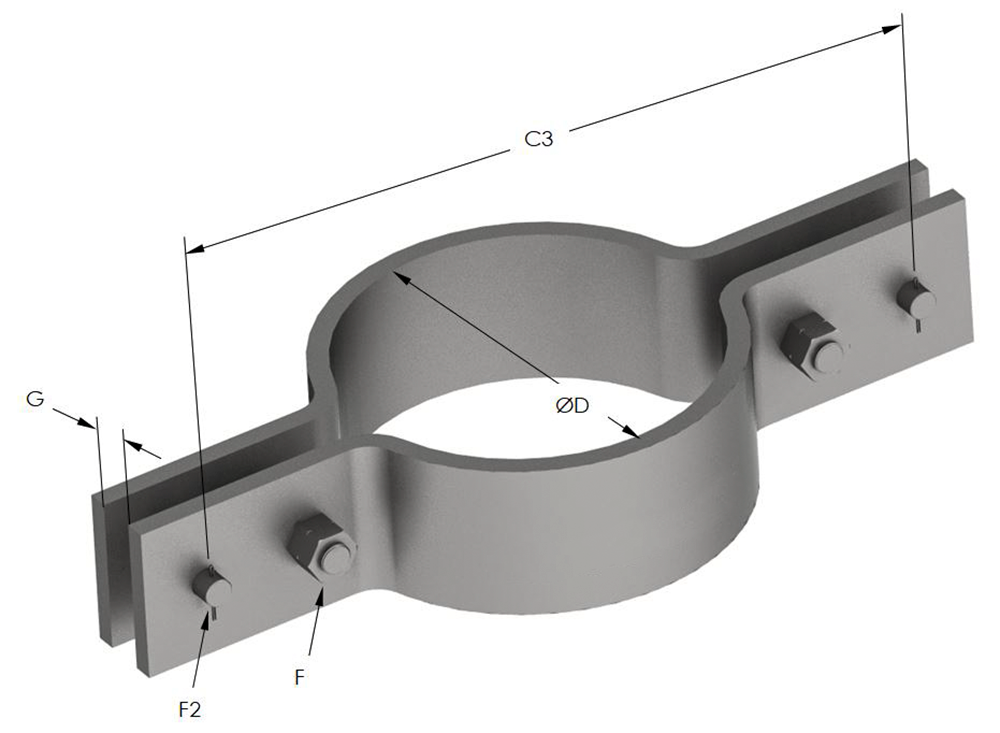 1AG220 Image of Pipe Hanger Rigid Pipe Clamp Anchorage Low Temp Riser Pipe Support AG220