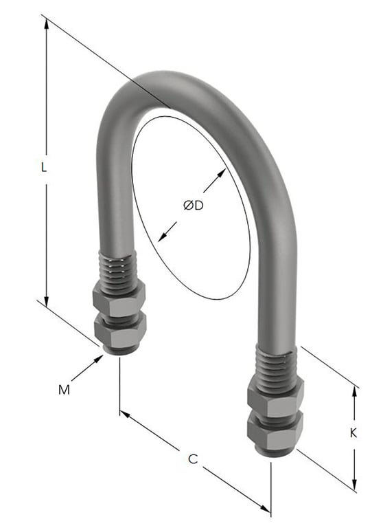 1AG475 Image of Pipe Guide Rigid Anchorage U-bolt Teflon Insulated AG530