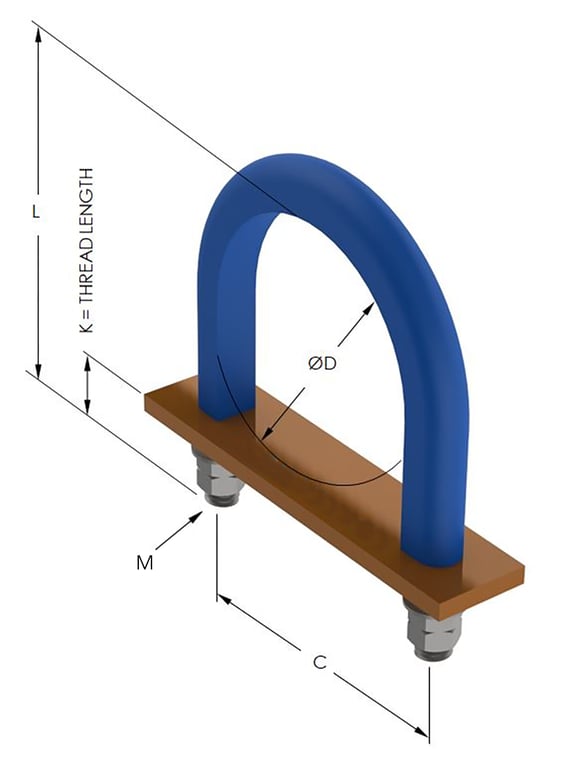 1AG495 Image of Pipe Clamp Rigid Anchorage U-Bolt Insulated AG490