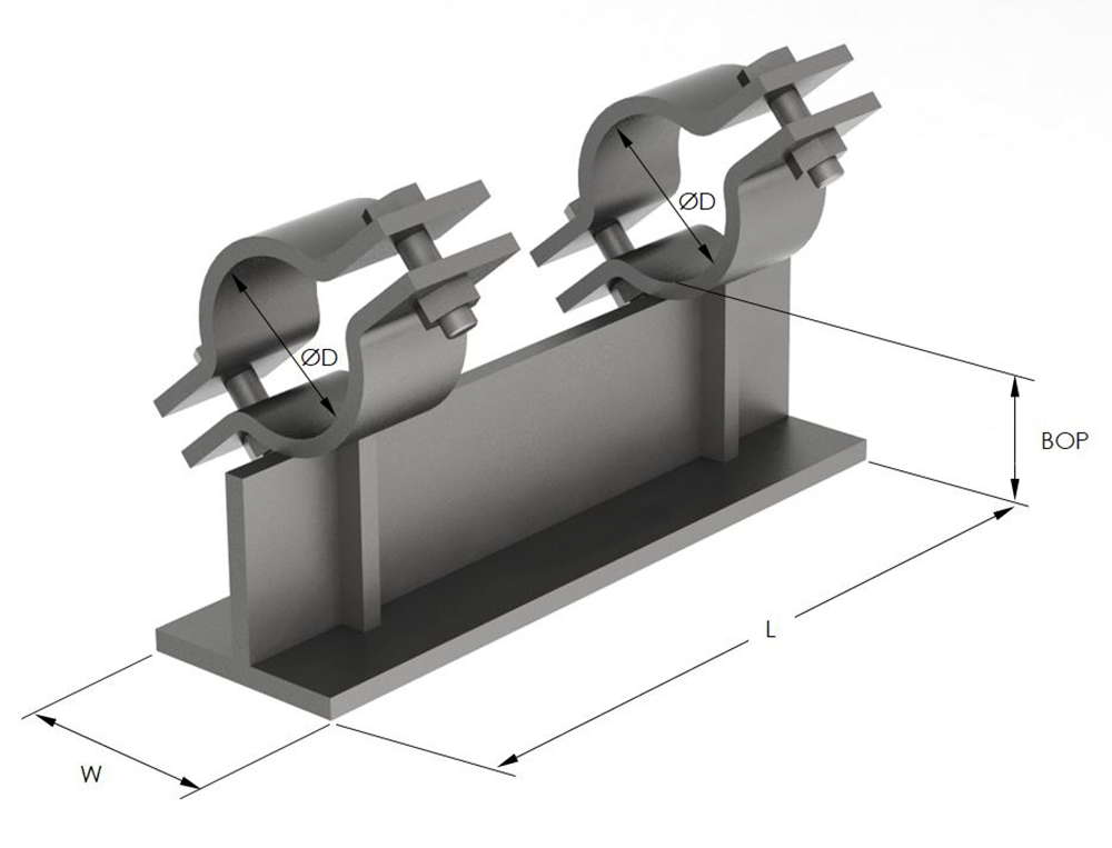1AG560 Image of Pipe Shoe Rigid Anchorage Double Pipe Clamp Anchorage AG560